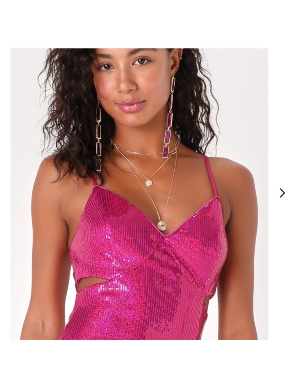 Lulu's Hot Pink Sequin Spaghetti Strap Dress